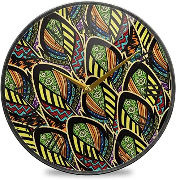 Reloj BEUSS de plumas geométricas multicolor · 11,9 pulgadas
