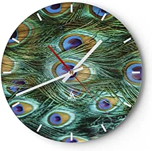 Reloj ARTTOR 4159 de plumas de pavo real · 30 × 30 cm