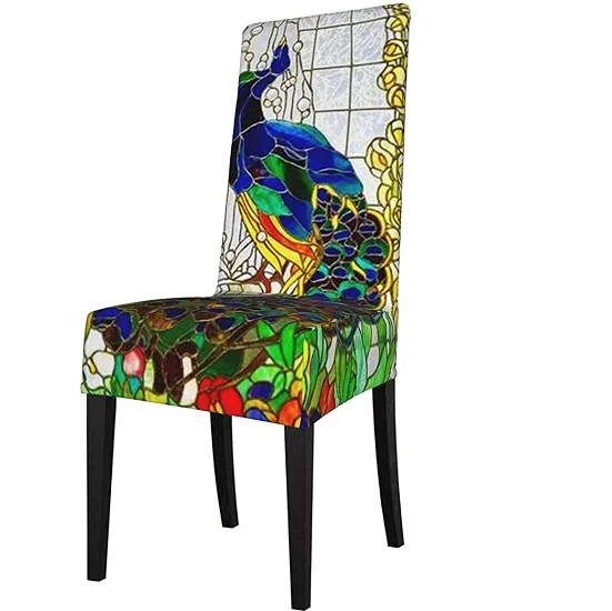 Funda de silla MNXOIA con pavo real de estilo vidriera