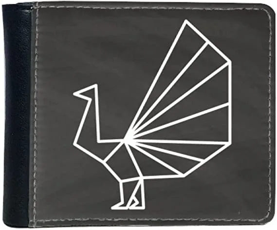 Cartera DIYthinker negra con pavo real geométrico blanco