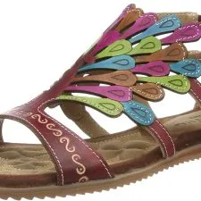 Sandalias Laura Vita Vaccao rojas con tiras multicolores · 37 EU
