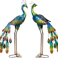 Pareja de pavos reales solares Glintoper para jardín