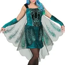 Disfraz Widmann de pavo real verde con tocado · talla S
