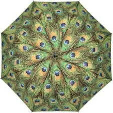 Paraguas largo VON LILIENFELD de plumas verdes