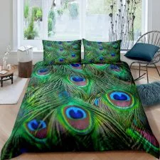 Funda nórdica Loussiesd de plumas verdes, 135 × 200 cm