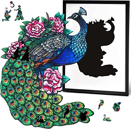 Puzle magnético Goldbird Creations de pavo real con marco