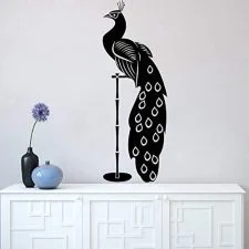 Vinilo de pared de pavo real negro, 71 × 195 cm