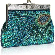 Bolso de fiesta Verus azul turquesa de lentejuelas con boquilla