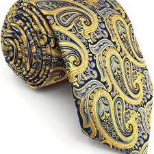 Corbata Shlax&Wing paisley amarilla y azul · 147 × 8 cm