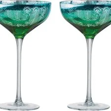 Juego de dos copas Artland Peacock verdes, 350 ml