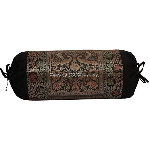Funda cilíndrica DK Homewares de pavos reales y elefantes · negra