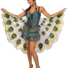 Disfraz Guirca de pavo real con vestido de volantes