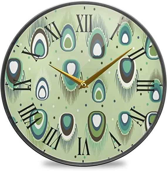 Reloj BEUSS verde de ocelos y números romanos · 9,5 pulgadas