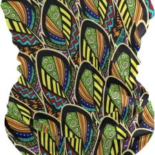Braga de cuello BEUSS de plumas multicolor sobre negro