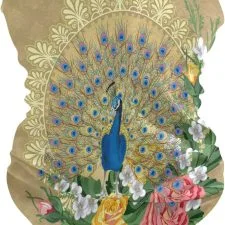 Braga de cuello BEUSS con pavo real y flores