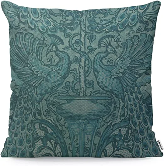 Funda WONDERTIFY azul de pavos reales y flores victorianas · 45 × 45 cm