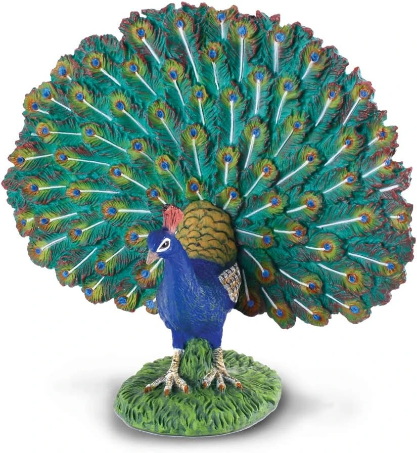Figura Collecta 88209 de pavo real con abanico abierto