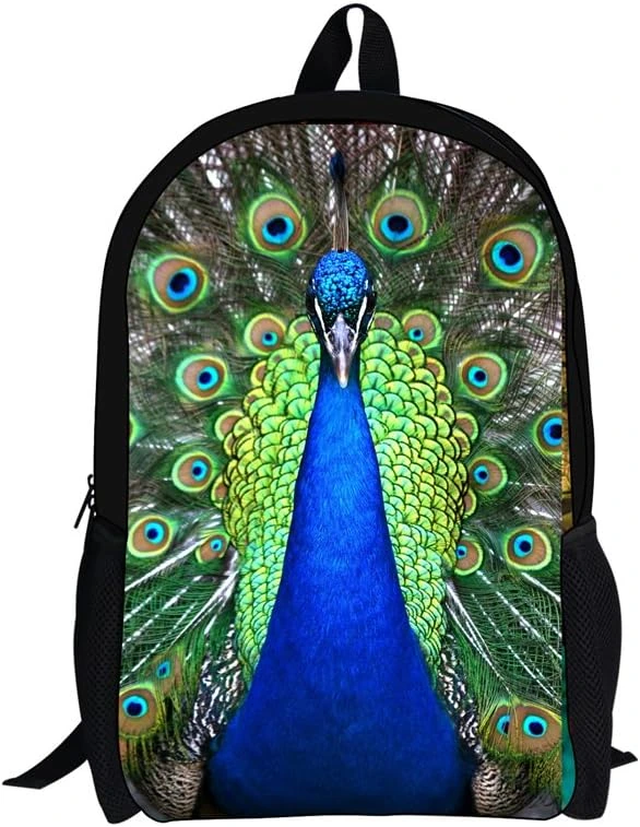 Mochila HUGS IDEA con pavo real frontal