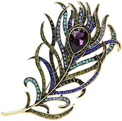 Broche JAGENIE de pluma con ocelo morado