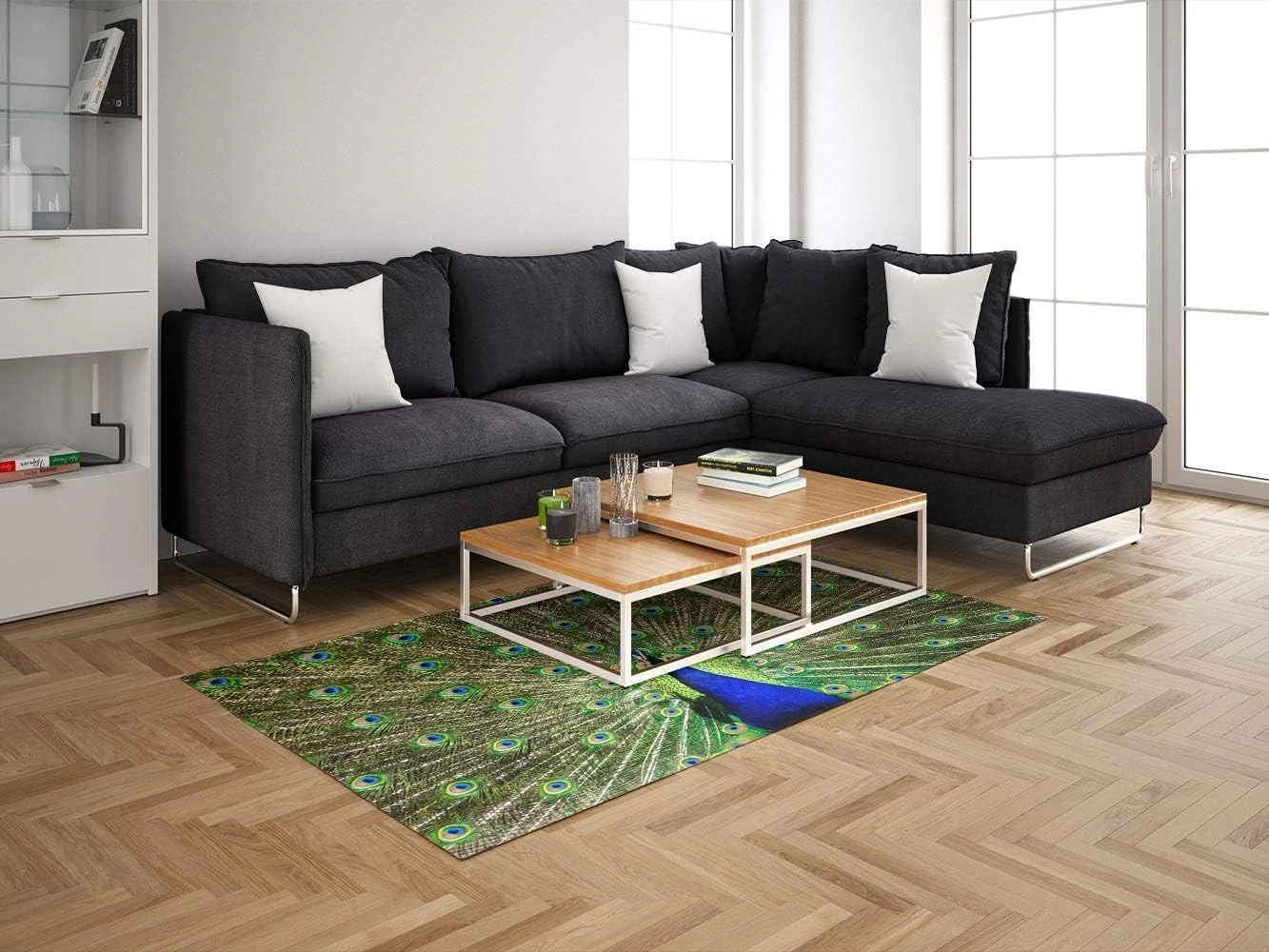 Alfombra vinílica Oedim de pavo real · 95 × 165 cm