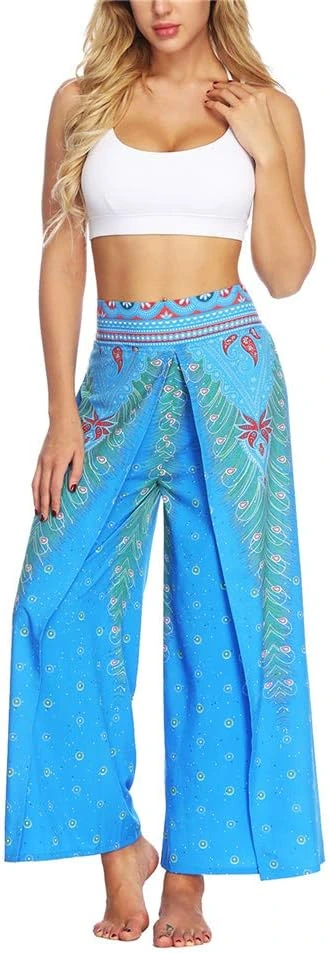 Pantalón EnHome azul de plumas estilizadas · S–M