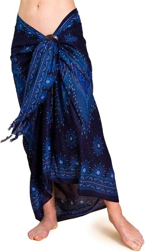Pareo y chal PANASIAM Peacock azul oscuro · 190 × 113 cm