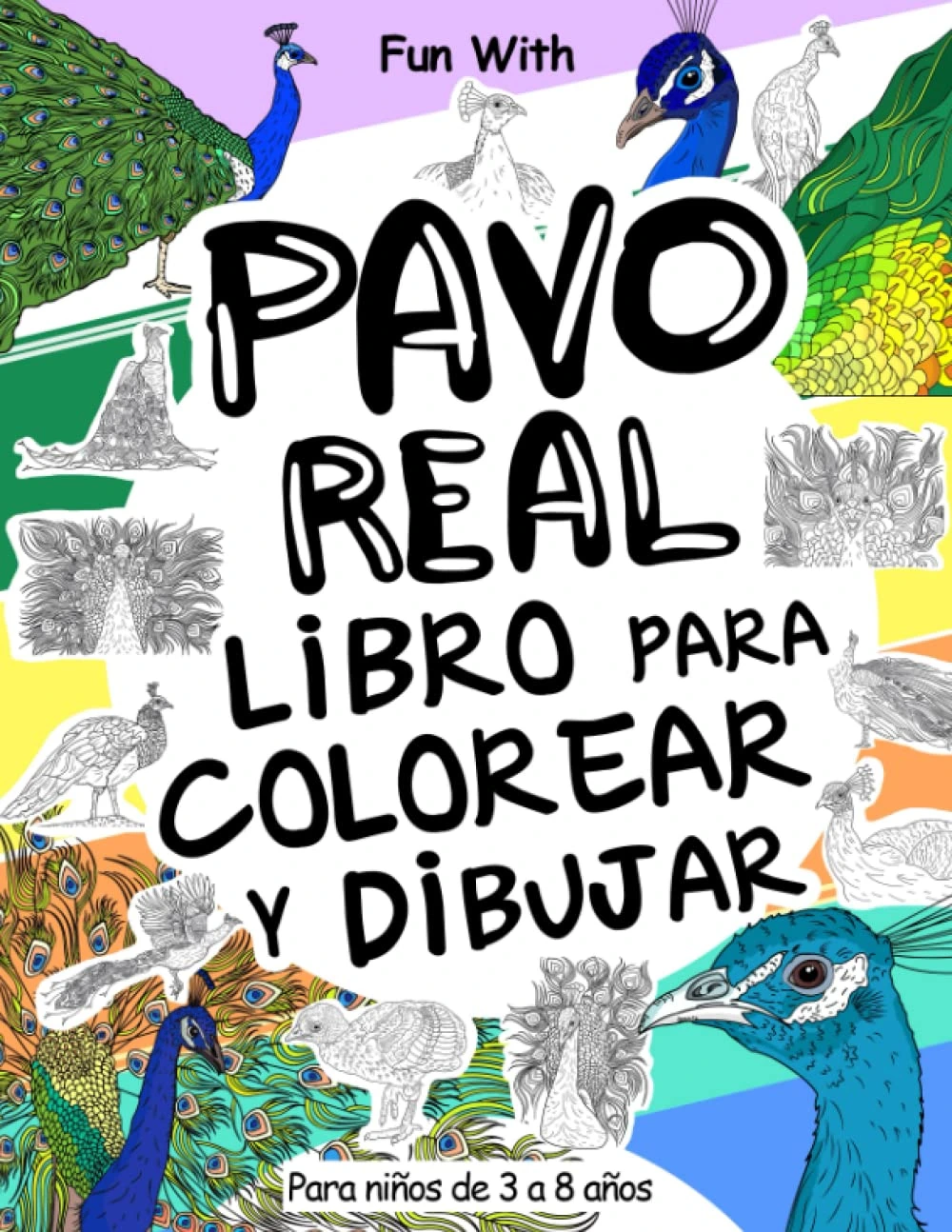 Pavo real para colorear y dibujar · Coloring Books