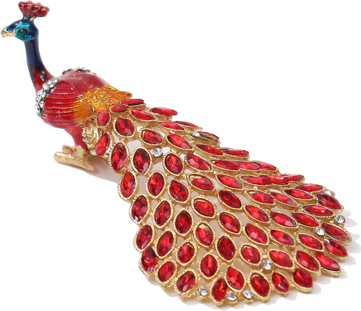 Figura joyero SEVENBEES de pavo real rojo y dorado