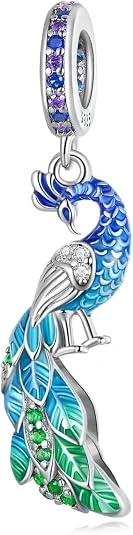 Abalorio Qings de pavo real azul y verde