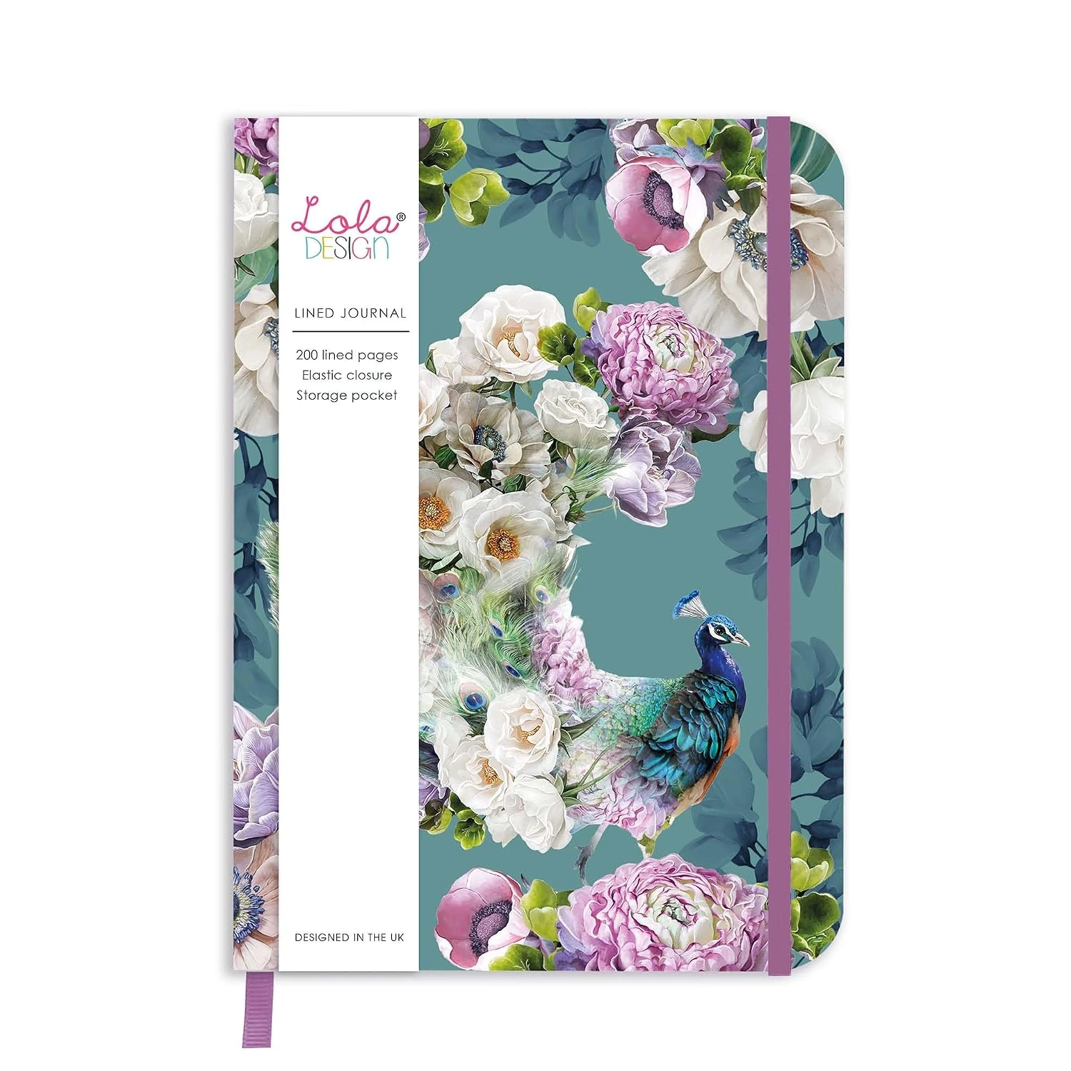 Cuaderno Lola Design de pavo real entre flores