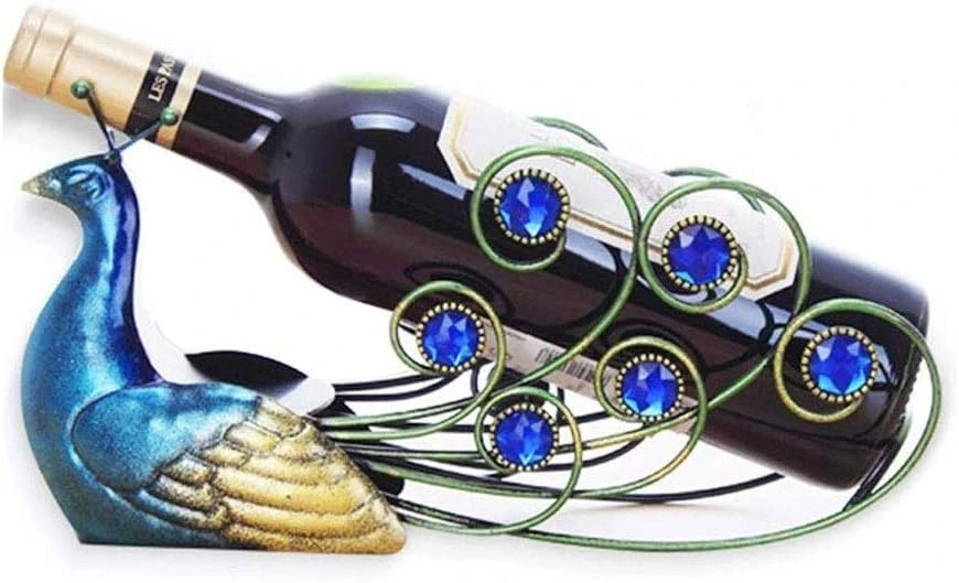 Botellero HASMI azul de cola verde y detalles dorados