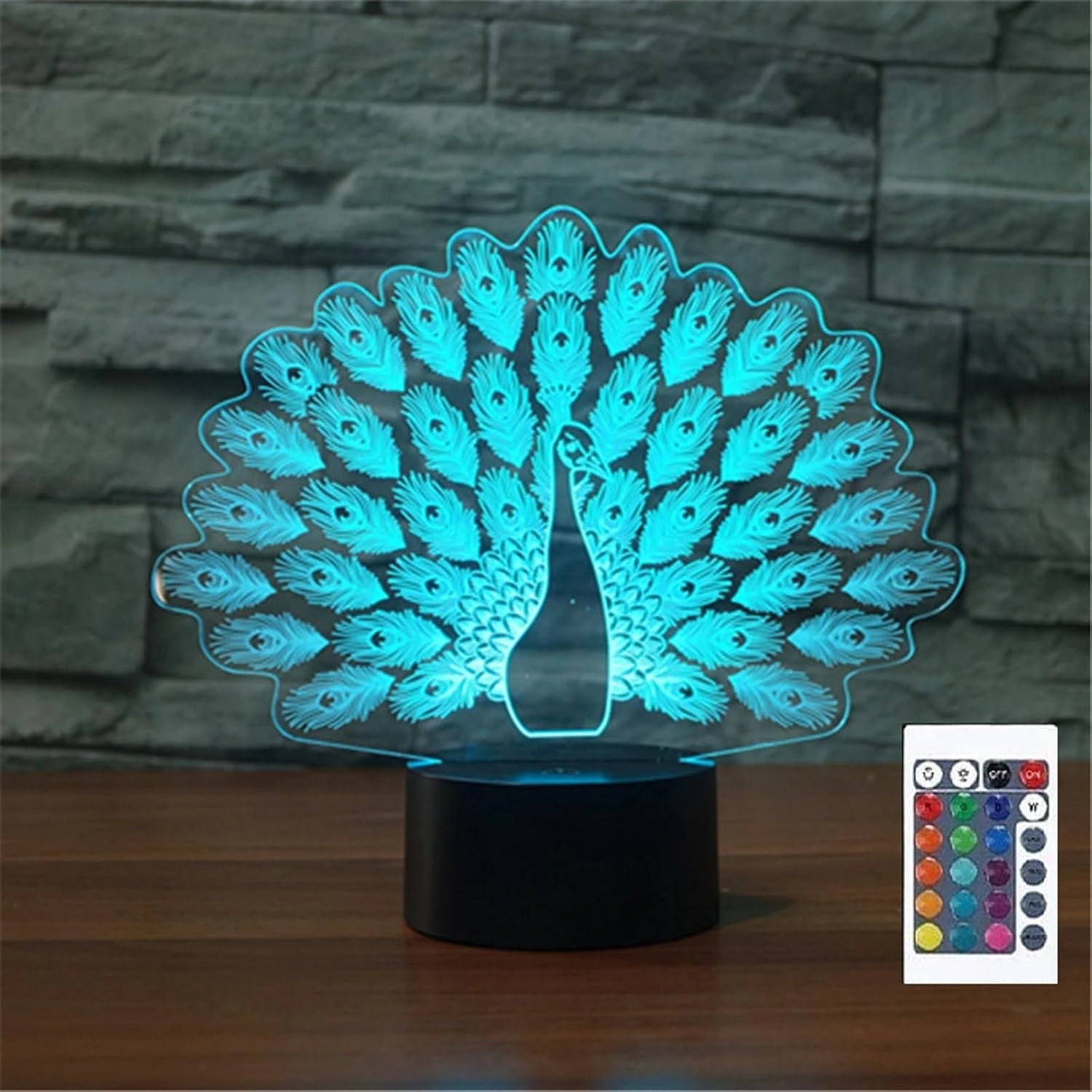 Lámpara FLRXHK de placa acrílica con pavo real y mando