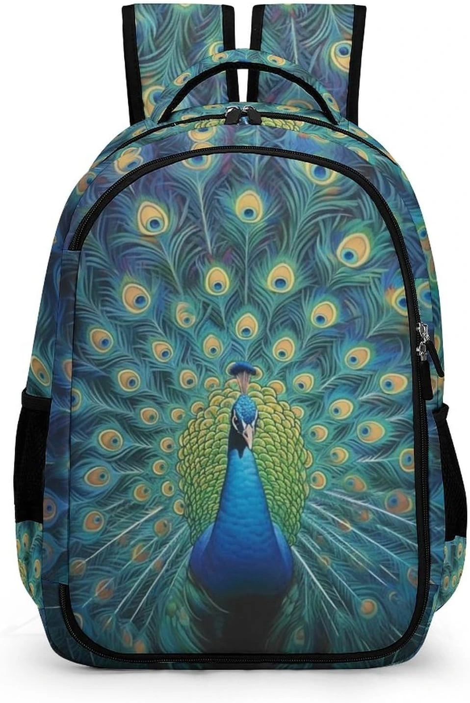 Mochila TPISLI de pavo real azul con abanico verde