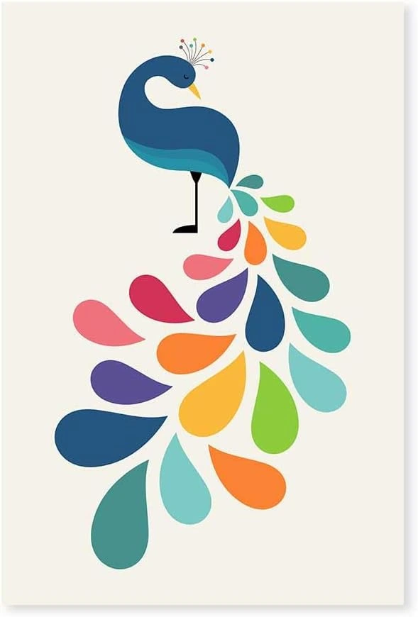 Lámina Hexoa de pavo real multicolor · 20 × 30 cm