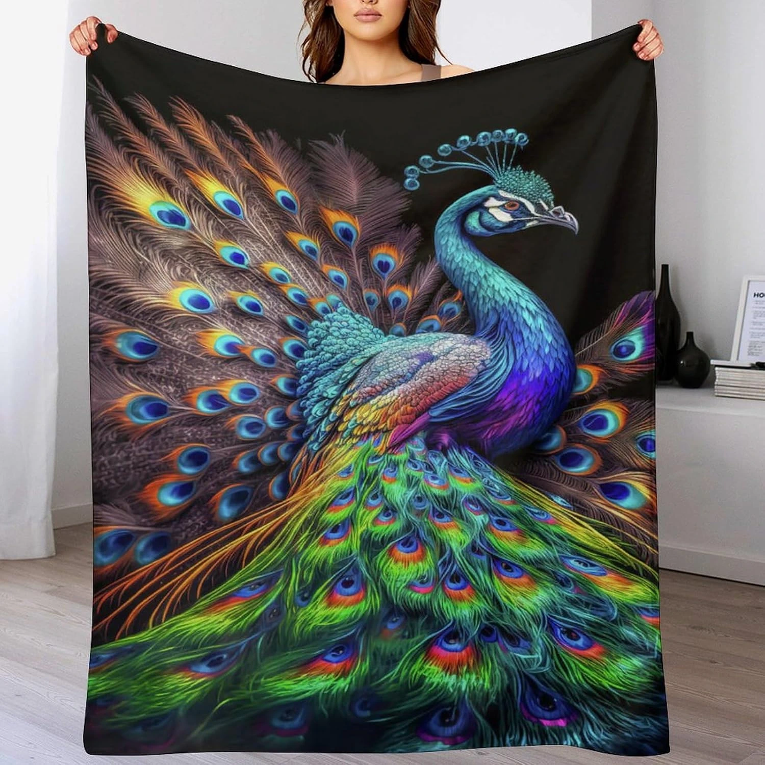 Manta AAPZY con pavo real multicolor · Pavo Real-1