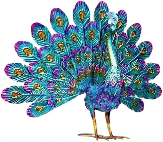 Adorno Constprog de pavo real con abanico azul
