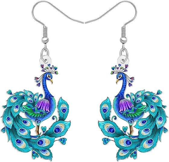 Pendientes NEWEI con silueta de pavo real