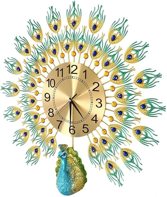 Reloj Repomanda con abanico multicolor y esfera dorada