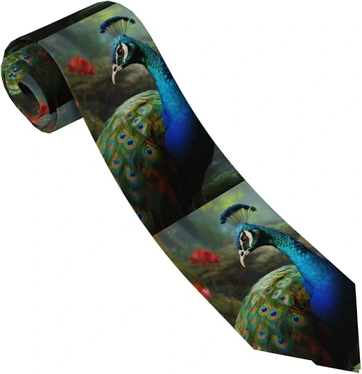 Corbata SMAZDFXX de pavo real sobre verde oliva