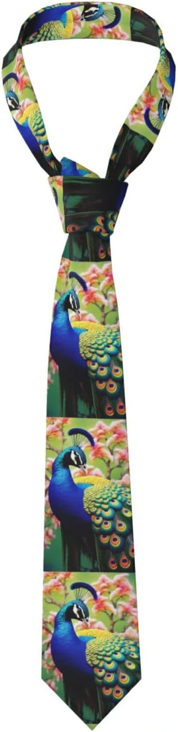 Corbata SMAZDFXX con pavos reales y flores rosas