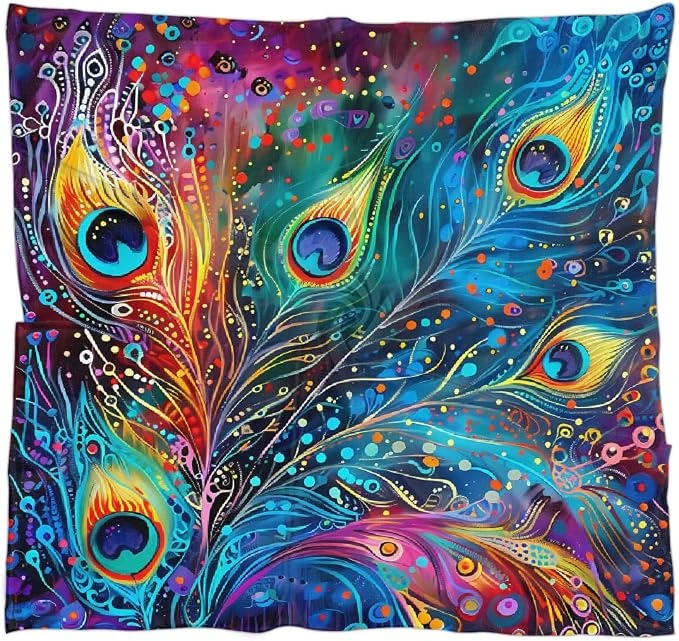 Pañuelo Mexpekil de plumas multicolor · 60 × 60 cm