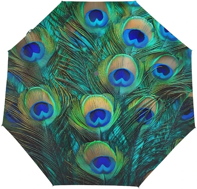 Paraguas Mexpekil de grandes ocelos verdes y azules