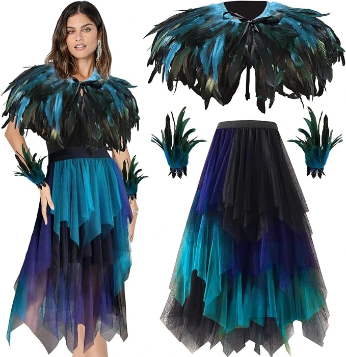Conjunto YOUYIKE de falda y accesorios de plumas
