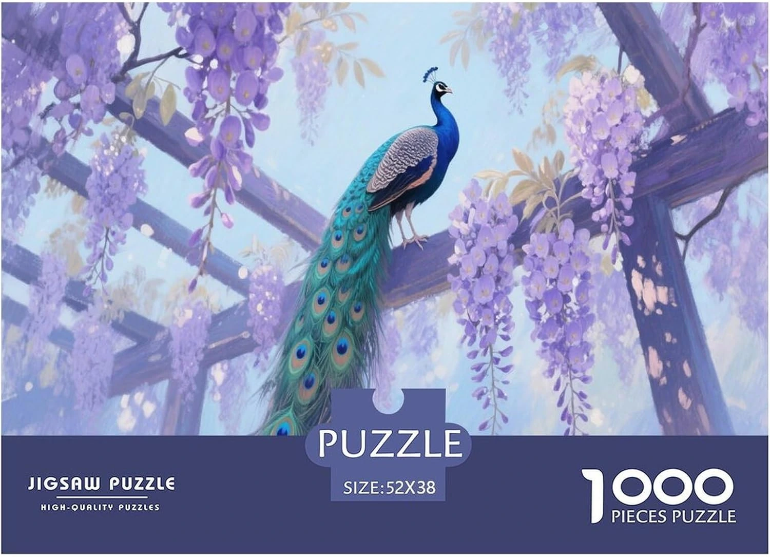Puzle de pavo real y glicinas · 1.000 piezas