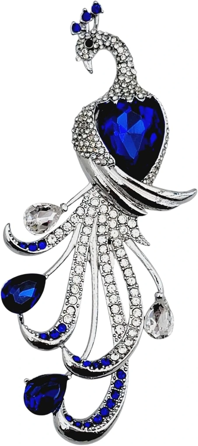 Broche GFM Peacock 539 azul rey con cola colgante