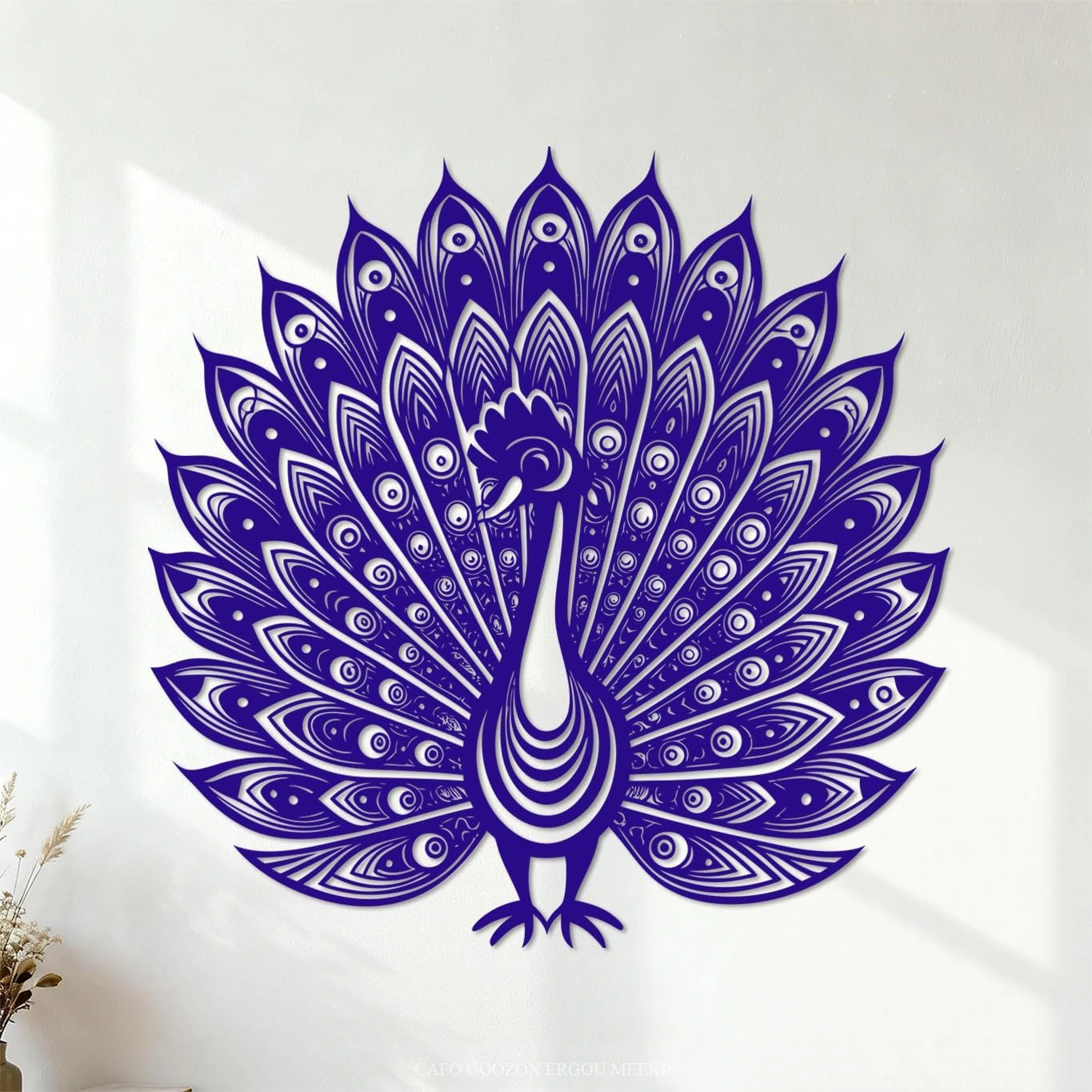Vinilo Yeachin de pavo real frontal azul oscuro