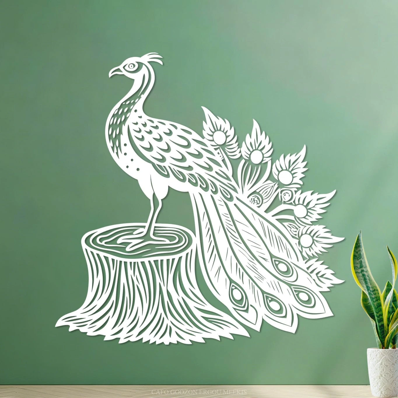 Vinilo Yeachin de pavo real blanco · White-Medium