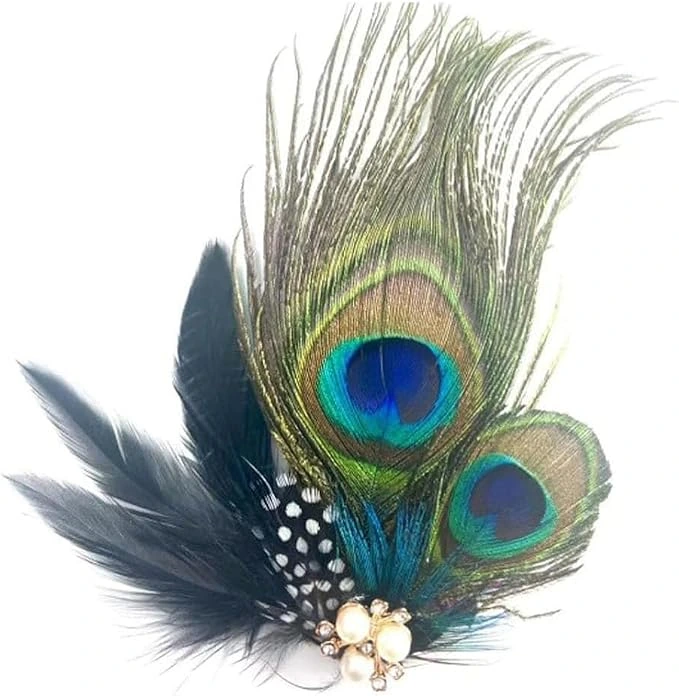 Horquilla MIRKUZI de dos ocelos y plumas moteadas