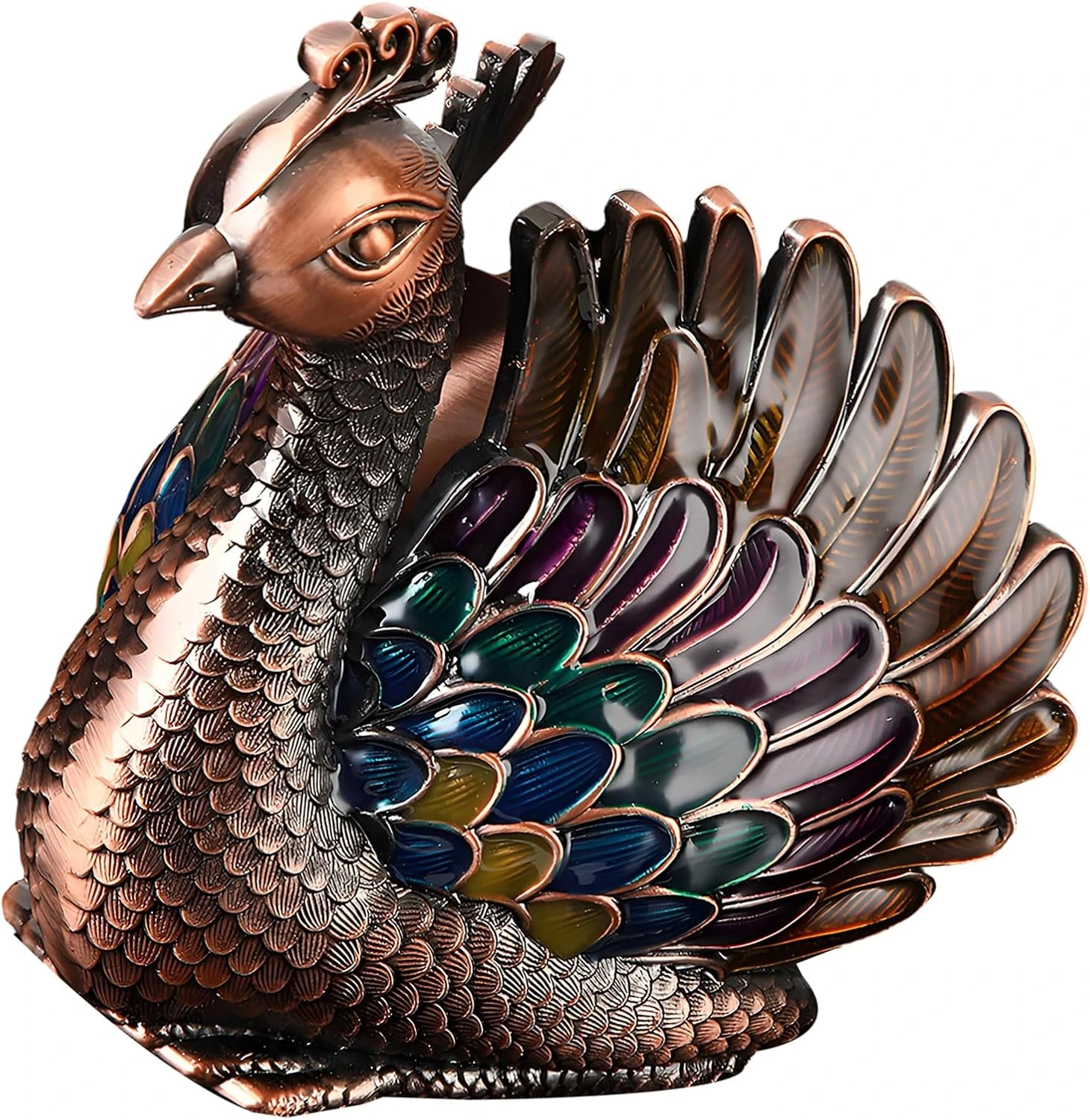 Cenicero Oxxggkao con figura de pavo real y abanico vertical