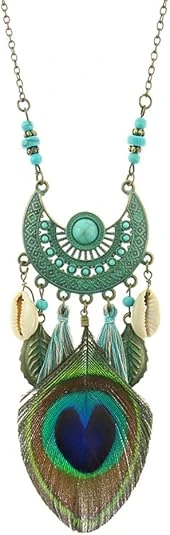 Collar AUYXSSZ con ocelo largo y detalles turquesa